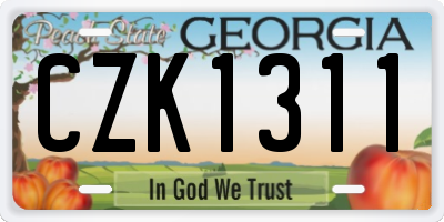 GA license plate CZK1311