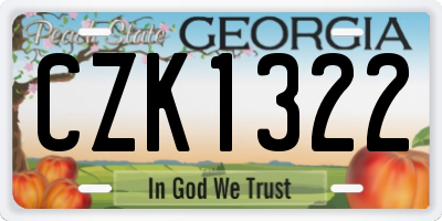 GA license plate CZK1322