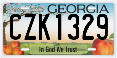 GA license plate CZK1329