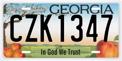 GA license plate CZK1347