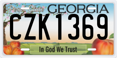 GA license plate CZK1369