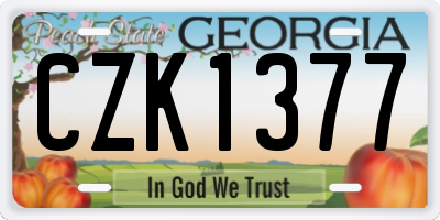 GA license plate CZK1377