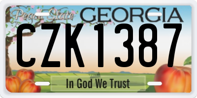 GA license plate CZK1387
