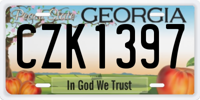 GA license plate CZK1397