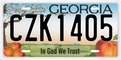GA license plate CZK1405
