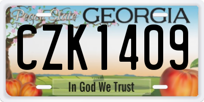 GA license plate CZK1409