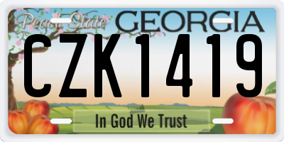 GA license plate CZK1419