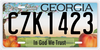 GA license plate CZK1423