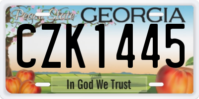 GA license plate CZK1445