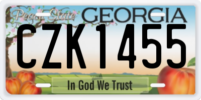 GA license plate CZK1455