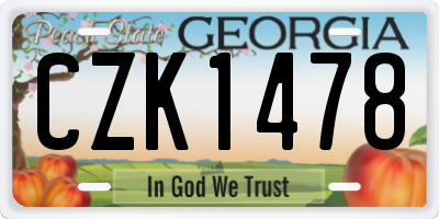 GA license plate CZK1478