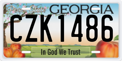 GA license plate CZK1486