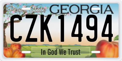 GA license plate CZK1494