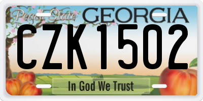 GA license plate CZK1502