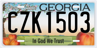 GA license plate CZK1503