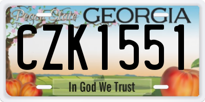 GA license plate CZK1551