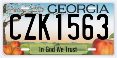 GA license plate CZK1563