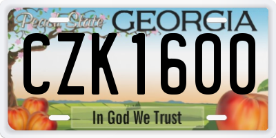 GA license plate CZK1600