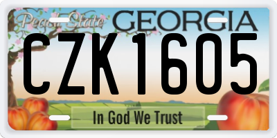 GA license plate CZK1605