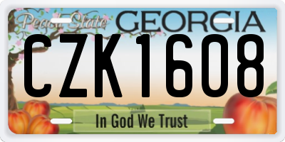 GA license plate CZK1608