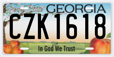 GA license plate CZK1618