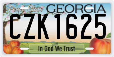 GA license plate CZK1625