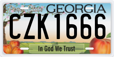 GA license plate CZK1666