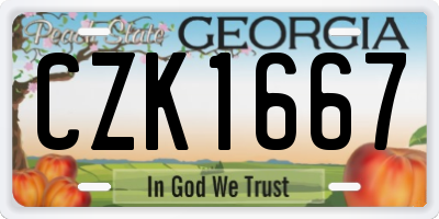 GA license plate CZK1667