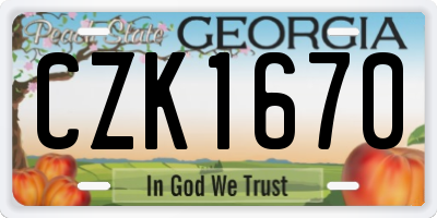 GA license plate CZK1670