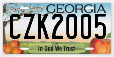 GA license plate CZK2005