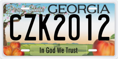 GA license plate CZK2012