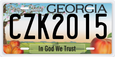 GA license plate CZK2015