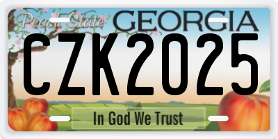 GA license plate CZK2025