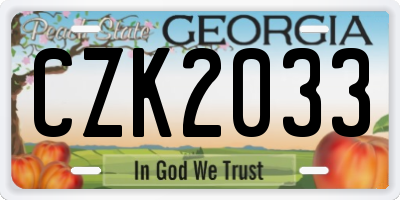 GA license plate CZK2033