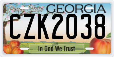 GA license plate CZK2038