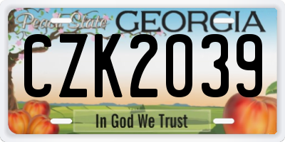 GA license plate CZK2039