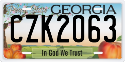GA license plate CZK2063