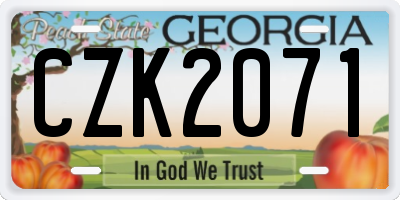GA license plate CZK2071