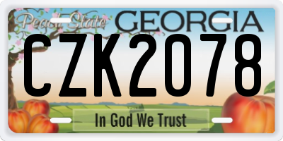 GA license plate CZK2078