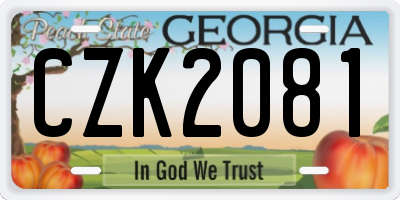 GA license plate CZK2081