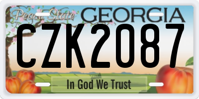 GA license plate CZK2087
