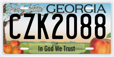 GA license plate CZK2088