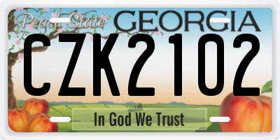 GA license plate CZK2102