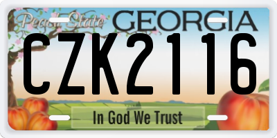 GA license plate CZK2116