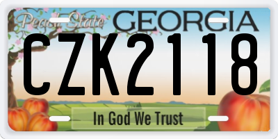 GA license plate CZK2118