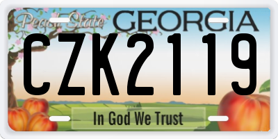 GA license plate CZK2119