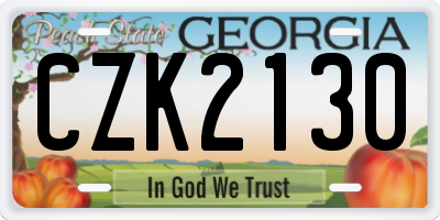 GA license plate CZK2130