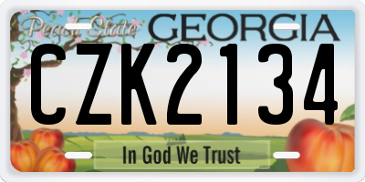 GA license plate CZK2134