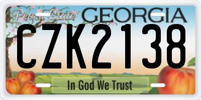 GA license plate CZK2138