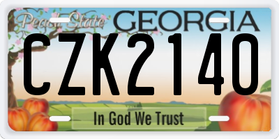 GA license plate CZK2140